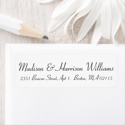 Elegant zwart wit script klassiek chic address etiket (Insitu)
