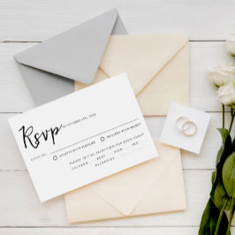 Elegant Zwart & Wit Script Maaltijd Keuze Bruiloft RSVP Kaartje