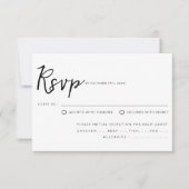 Elegant Zwart & Wit Script Maaltijd Keuze Bruiloft RSVP Kaartje (Voorkant)