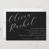 Elegant Zwart-wit Script Minimale Bat Mitzvah Kaart (Voorkant)