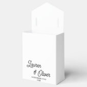 Elegant zwart-wit script minimalistische bruiloft bedankdoosjes (Geopend)