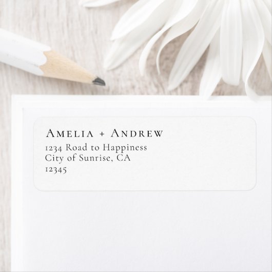 Elegant zwart wit script minimalistische bruiloft etiket (Insitu)