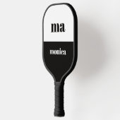 elegant zwart & wit script monogram initiaal pickleball paddle (Links)