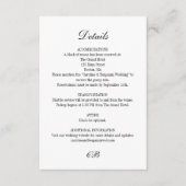 Elegant Zwart Wit Script Monogram QR Trouwdag Informatiekaartje (Voorkant)