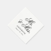 Elegant zwart wit script Mr & Mrs Wedding Servet (Hoek)