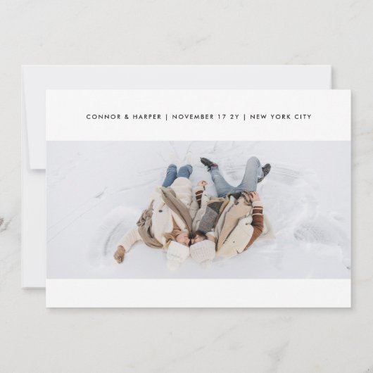 Elegant zwart wit script Multi 3 foto Save The Date (Achterkant)