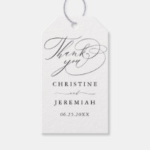 Elegant Zwart Wit Script Namen Bruiloft Dank u