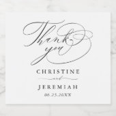 Elegant Zwart Wit Script Namen Bruiloft Dank u Sparkling Wijnetiket (Enkel label)