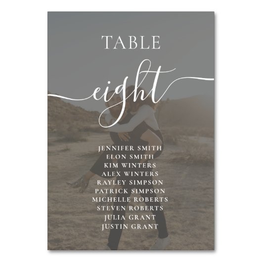 Elegant zwart wit script noemt foto's bruiloft kaart (Voorkant)