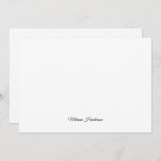 Elegant zwart-wit Script Note Kaart Notitiekaartje (Voorkant / Achterkant)