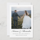 Elegant zwart-wit script twee foto's bruiloft save the date (Voorkant)