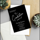 Elegant Zwart Wit Script Typografie Afstuderen Kaart