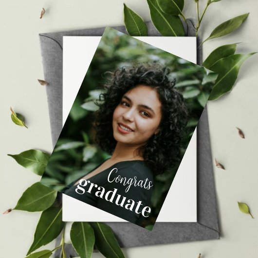 Elegant Zwart Wit Script Typografie Afstuderen Kaart