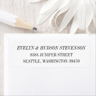 Elegant Zwart Wit Serif Retouradres Huwelijk Etiket