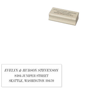 Elegant Zwart Wit Serif Trouw Retouradres Rubberstempel