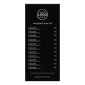 Elegant zwart wit Services Menu Rack Kaart (Voorkant)