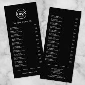 Elegant zwart wit Services Menu Rack Kaart