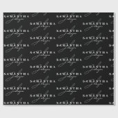 Elegant Zwart & Wit Signature Script Cadeaupapier (Vlak)