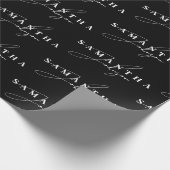 Elegant Zwart & Wit Signature Script Cadeaupapier (Hoek)