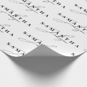 Elegant Zwart & Wit Signature Script Cadeaupapier (Hoek)