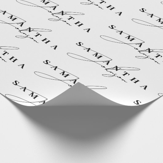 Elegant Zwart & Wit Signature Script Cadeaupapier (Hoek)