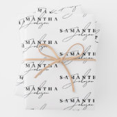 Elegant Zwart & Wit Signature Script Inpakpapier Vel (In situ)
