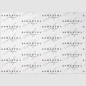 Elegant Zwart & Wit Signature Script Tissuepapier (Voorkant)