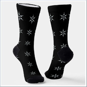 Elegant zwart-wit sneeuwvlokpatroon sokken