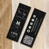 Elegant Zwart & Wit Social QR Kleding Prijs Label
