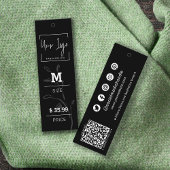 Elegant Zwart & Wit Social QR Kleding Prijs Label