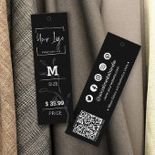 Elegant Zwart & Wit Social QR Kleding Prijs Label