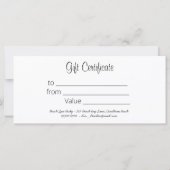 Elegant Zwart & Wit Spa Salon Cadeaubon (Achterkant)