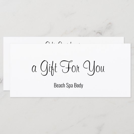 Elegant Zwart & Wit Spa Salon Cadeaubon (Voorkant / Achterkant)