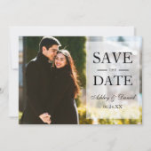 Elegant zwart & wit sparen de Datum Beklekte Foto Save The Date (Voorkant)