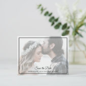 Elegant zwart-wit sparen de Datum Foto Briefkaart (Staand voorkant)