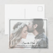 Elegant zwart-wit sparen de Datum Foto Briefkaart (Voorkant / Achterkant)