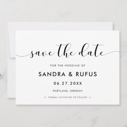 Elegant zwart-wit sparen de datumuitnodiging save the date (Voorkant)