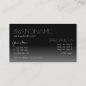 Elegant zwart-wit spiegellettertype eenvoudig stij visitekaartje (Achterkant)