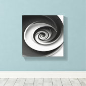 Elegant zwart-wit spiraal abstract ontwerp,  canvas afdruk (Insitu (Houten vloer))