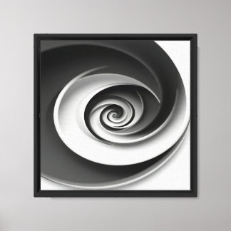 Elegant zwart-wit spiraal abstract ontwerp,  canvas afdruk