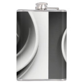 Elegant zwart-wit spiraal abstract ontwerp heupfles (Achterkant)
