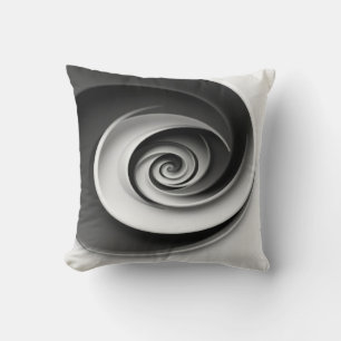 Elegant zwart-wit spiraal abstract ontwerp,  kussen