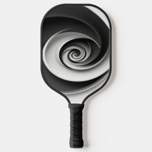 Elegant zwart-wit spiraal abstract ontwerp, pickleball paddle (Voorkant)