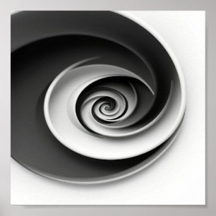 Elegant zwart-wit spiraal abstract ontwerp,  poster