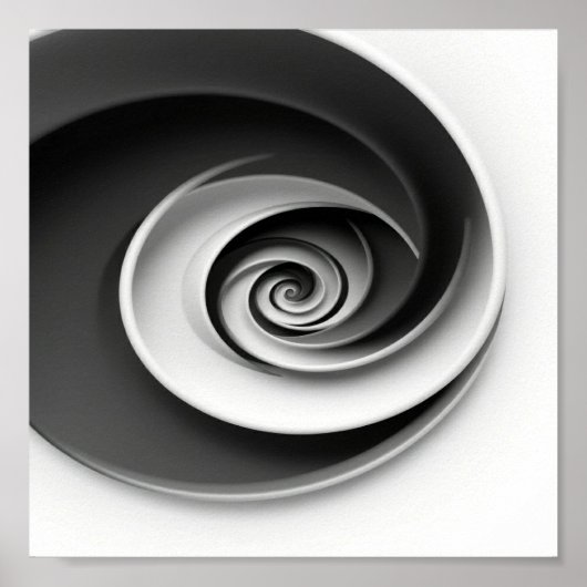Elegant zwart-wit spiraal abstract ontwerp,  poster (Voorkant)