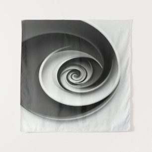 Elegant zwart-wit spiraal abstract ontwerp, wandkleed
