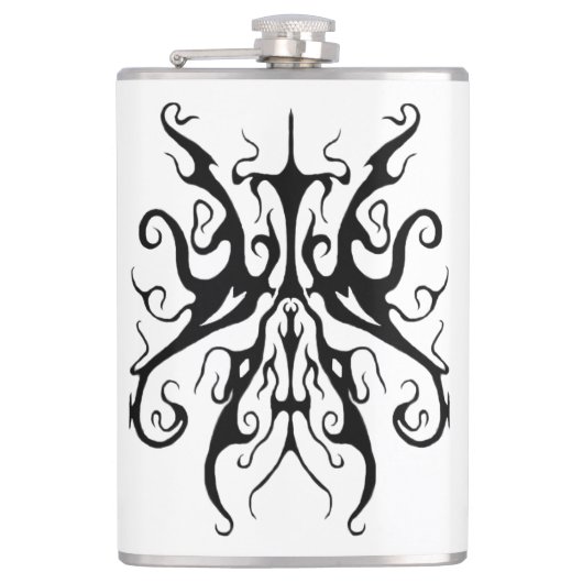Elegant zwart-wit stam-masker abstract heupfles (Voorkant)
