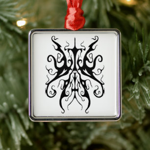 Elegant zwart-wit stam-masker abstract metalen ornament