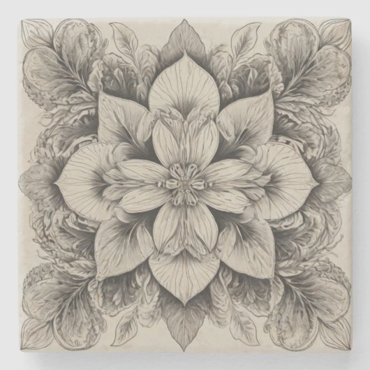 Elegant zwart-wit stenen onderzetter (Voorkant)