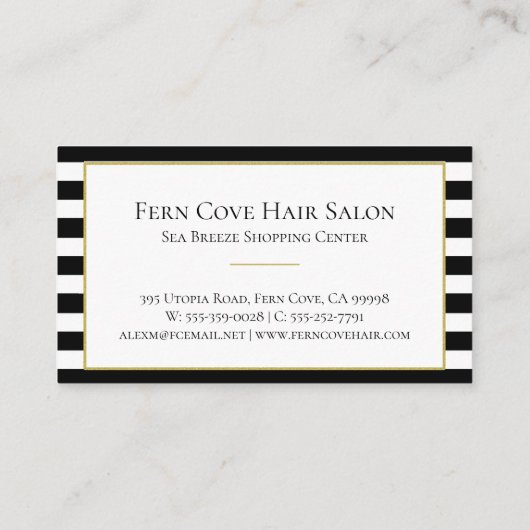 Elegant Zwart Wit Streep  Rozen Bloemen Visitekaartje (Achterkant)